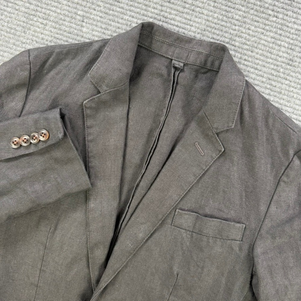J.Crew Baird McNutt Irish Linen Blazer Mens 34S Charcoal Grey Herringbone